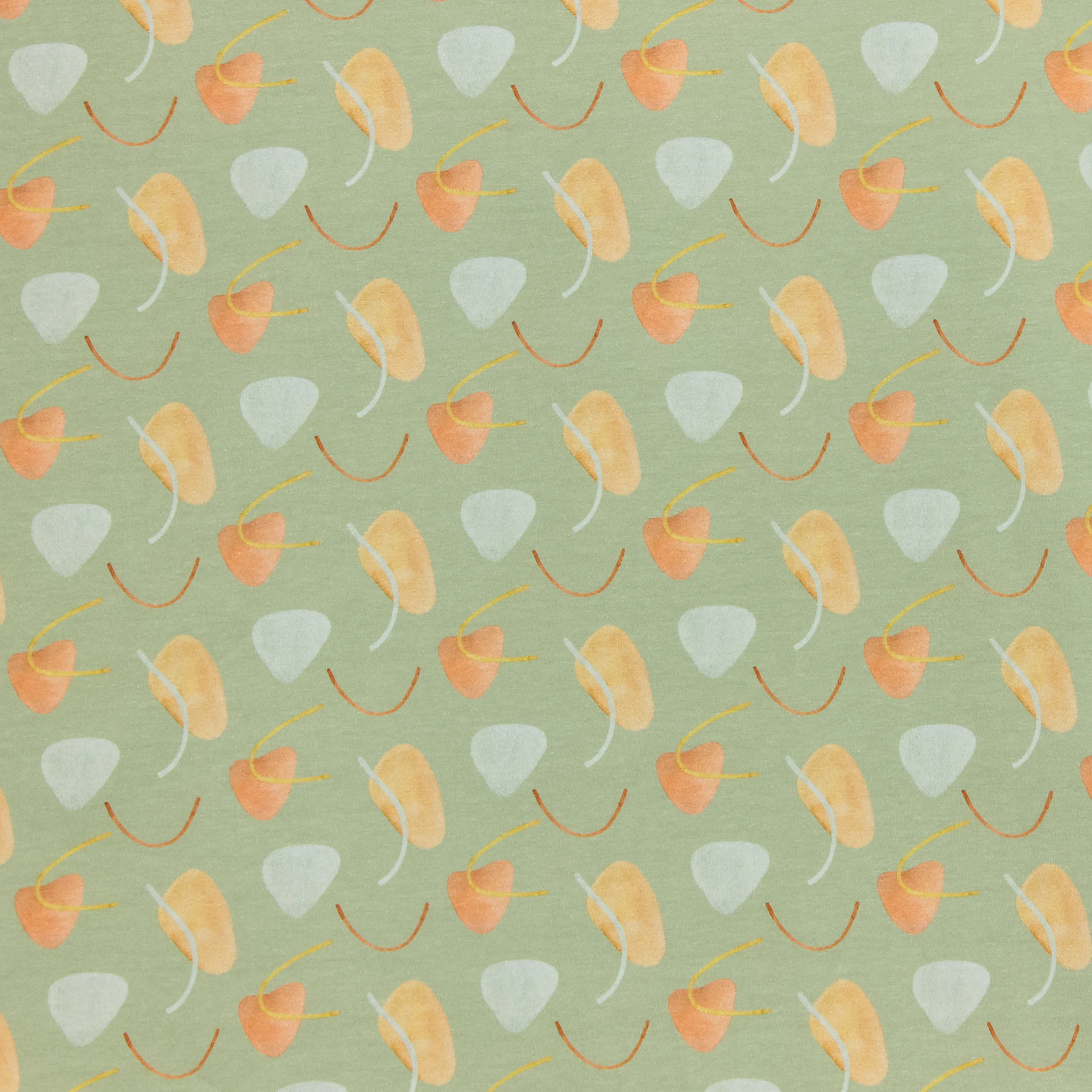 Tricot pastelgroen met oranje patroon - Poppy